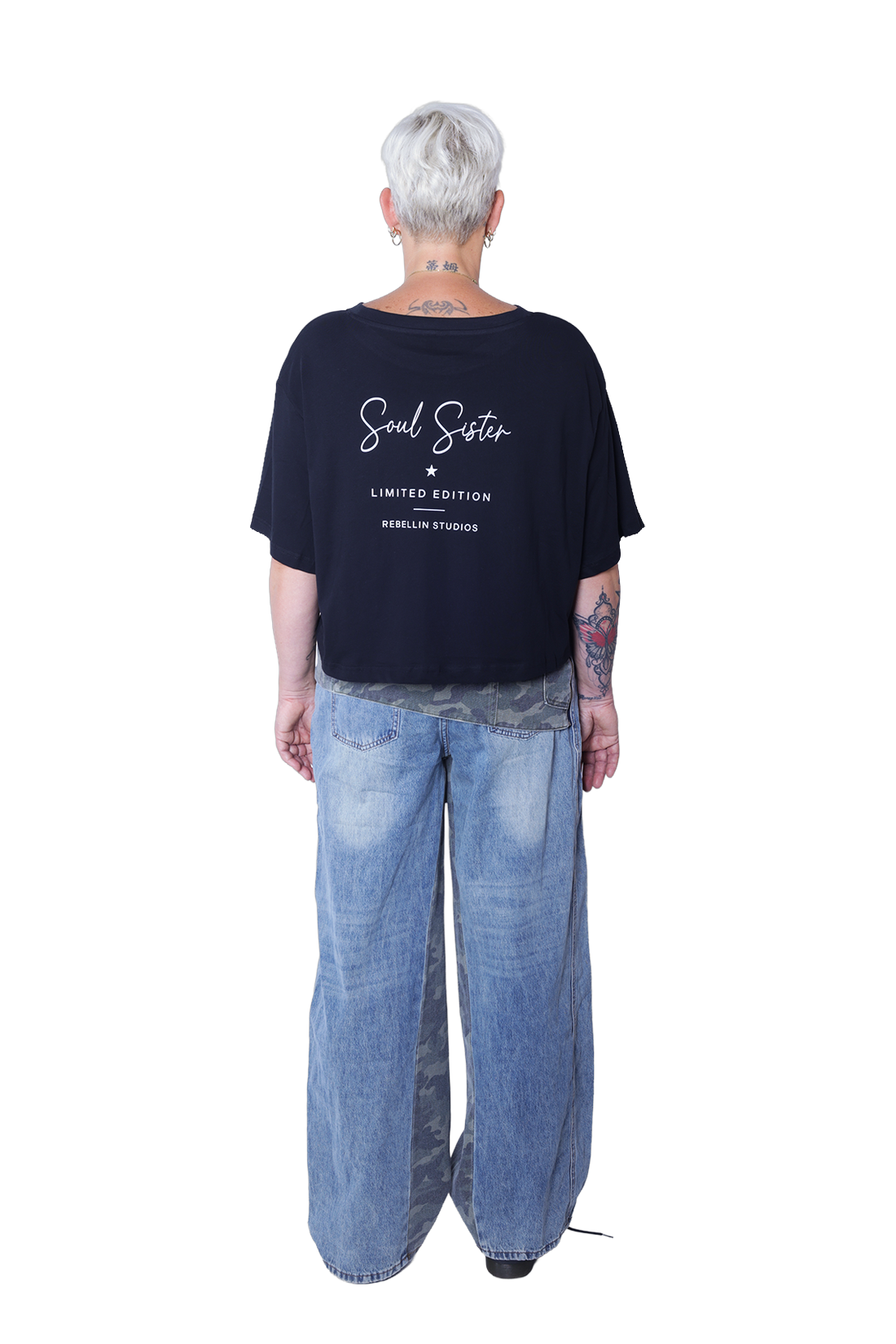 Cropped Shirt Soul Sister - Black