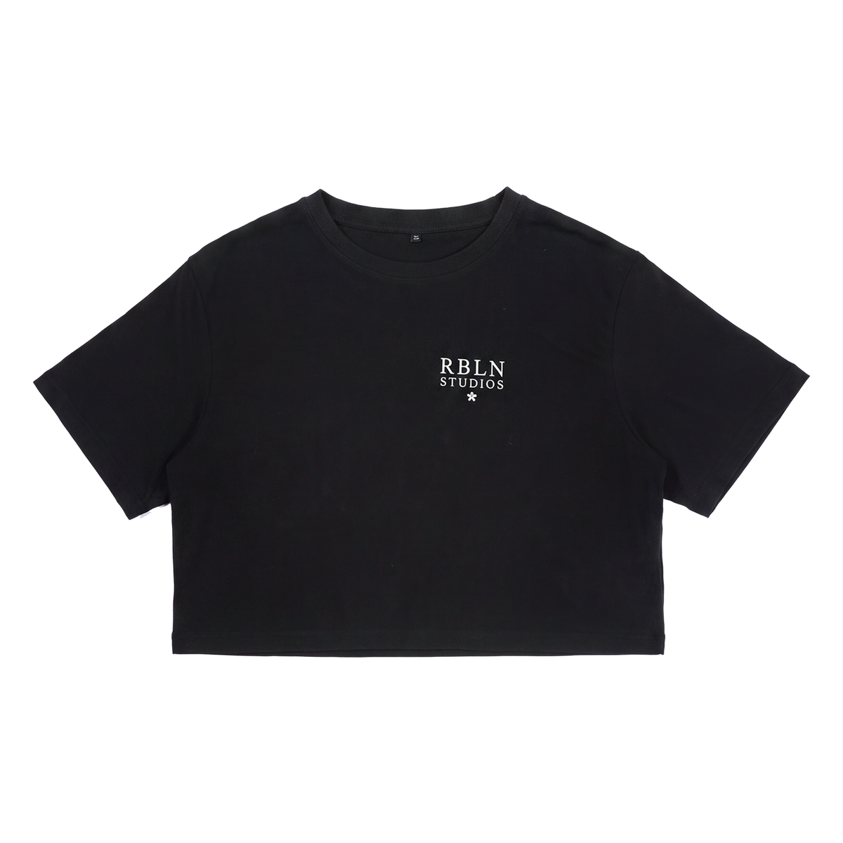 Schwarzes Crop Shirt Soul Sister, flach liegend Vorderseite