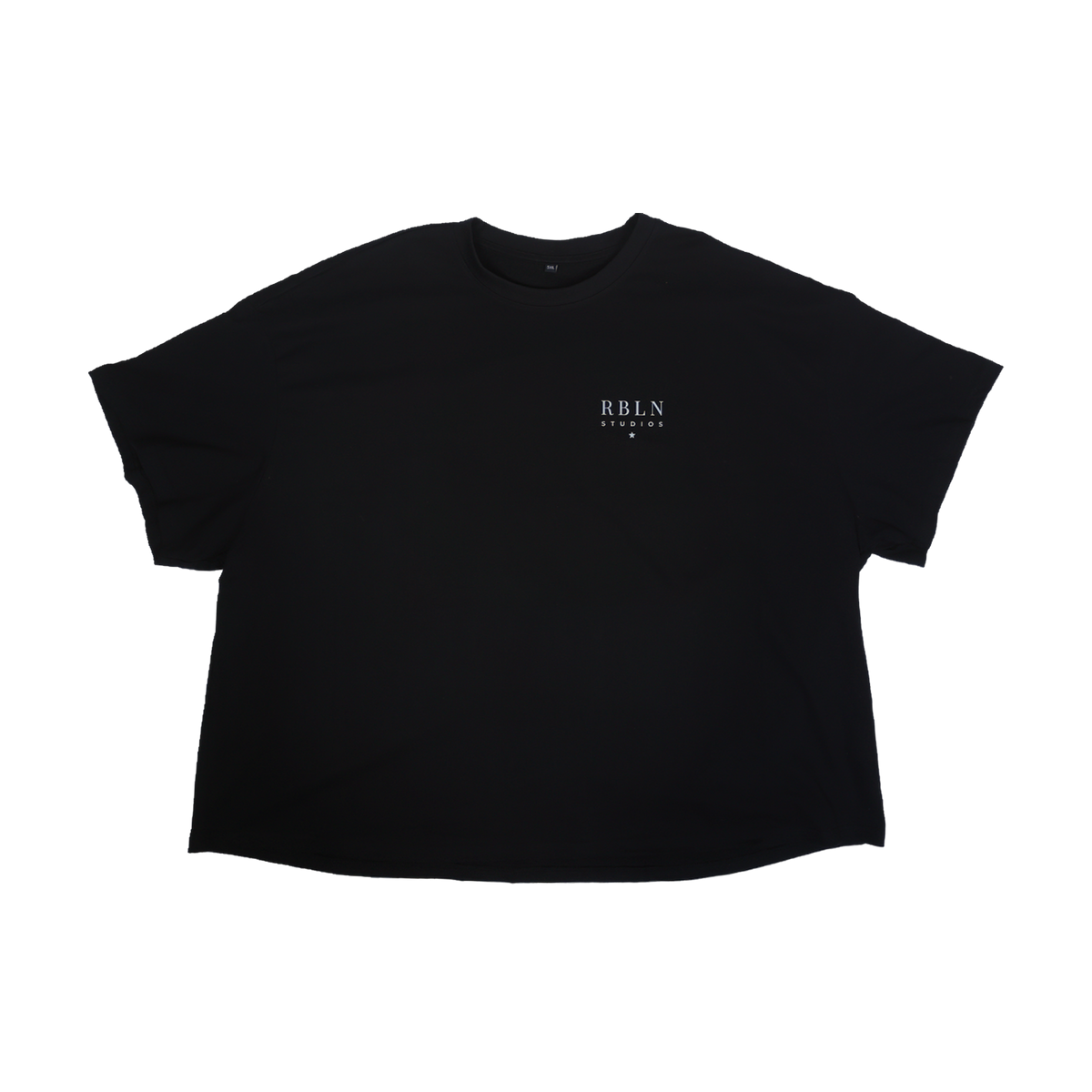 Schwarzes Oversized Shirt Clean Line, flach liegend Vorderseite