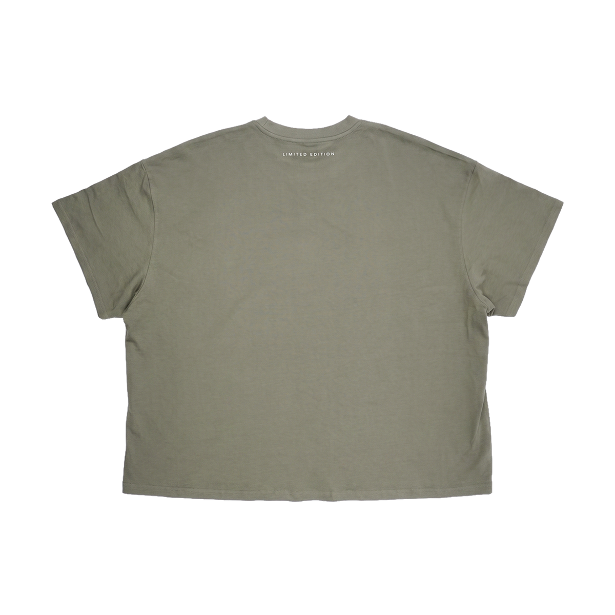 Olivgruenes Oversized Shirt Clean Line, flach liegend Rueckseite