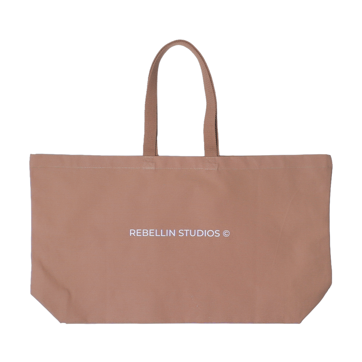 Beige Tragetasche, Rueckseite mit Print REBELLIN STUDIOS