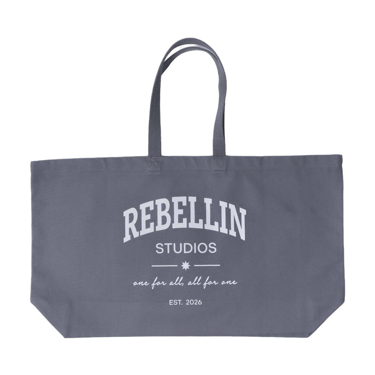 Grauer Shopper, Vorderseite mit Print REBELLIN STUDIOS
