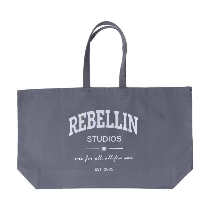 Grauer Shopper, Vorderseite mit Print REBELLIN STUDIOS